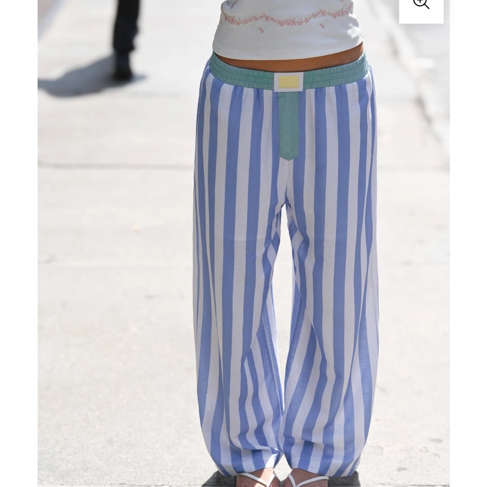 YTL Striped Blue and White Women's Straight Leg Pants New